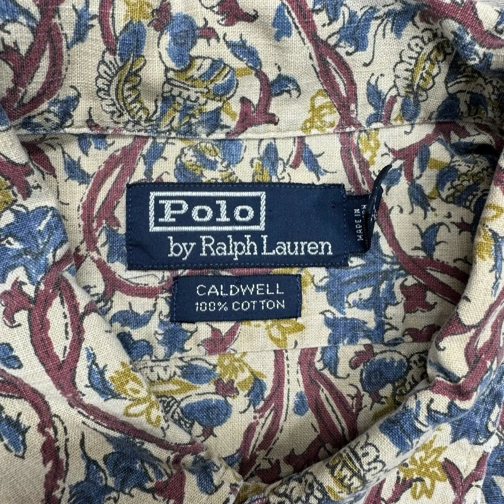 VTG Polo Ralph Lauren Caldwell Paisley Floral Shirt Men's Sz L Cotton‎